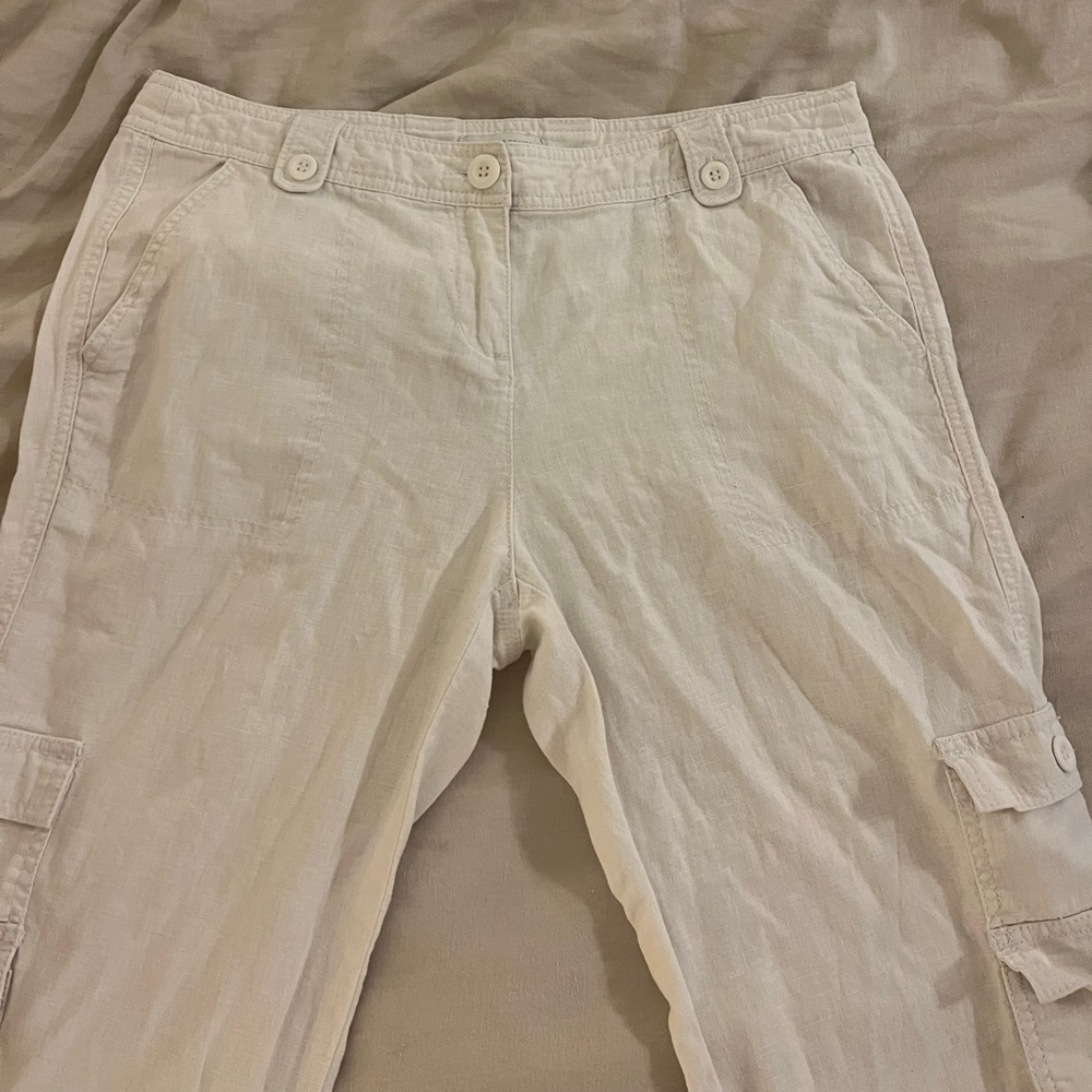 White linen/cargo pants New York & Company